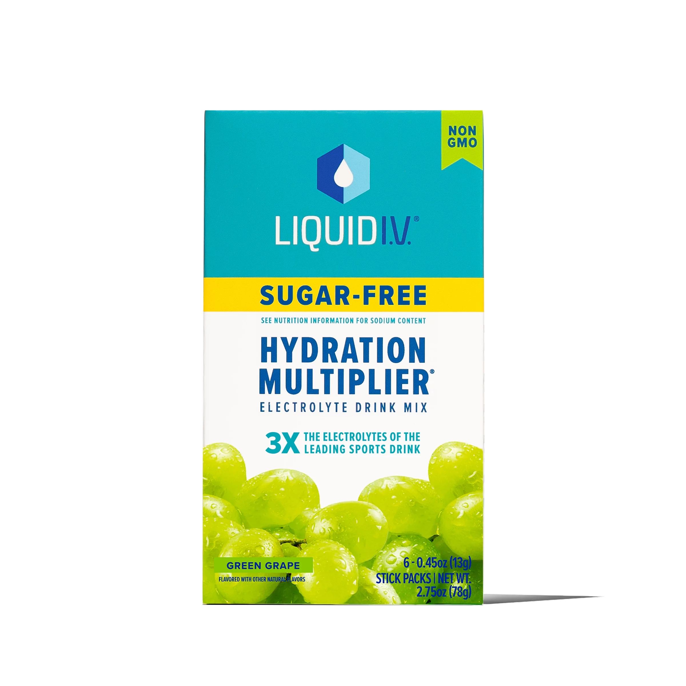 Liquid I.V. Sugar-Free Hydration Multiplier Electrolyte Powder Packet Drink Mix, Green Grape, 6 C... | Walmart (US)