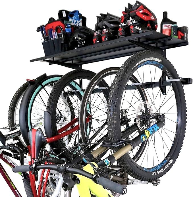 StoreYourBoard 5 Bike Essential Garage Rack, Wall Mount Bicycle Storage, Adjustable Hanger System... | Amazon (US)