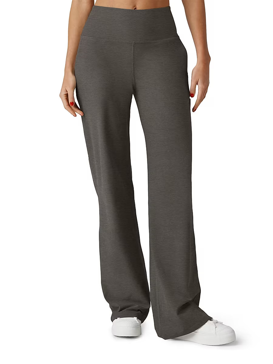 Women's High-Rise Straight-Leg Yoga Pants - True Gray Heather - Size XS | Saks Fifth Avenue