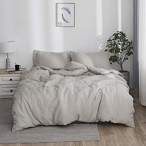 Amazon.com: DAPU 100% Linen Duvet Cover Set - Pure Natural French Flax Linen with 8 Corner Ties a... | Amazon (US)