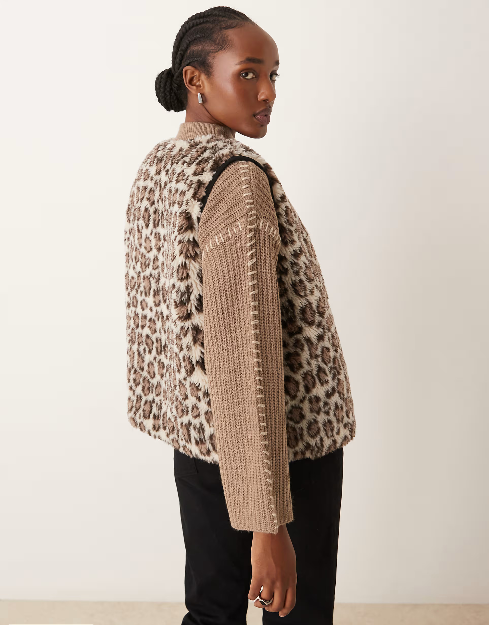 New Look borg sleeveless jacket in animal print | ASOS (Global)