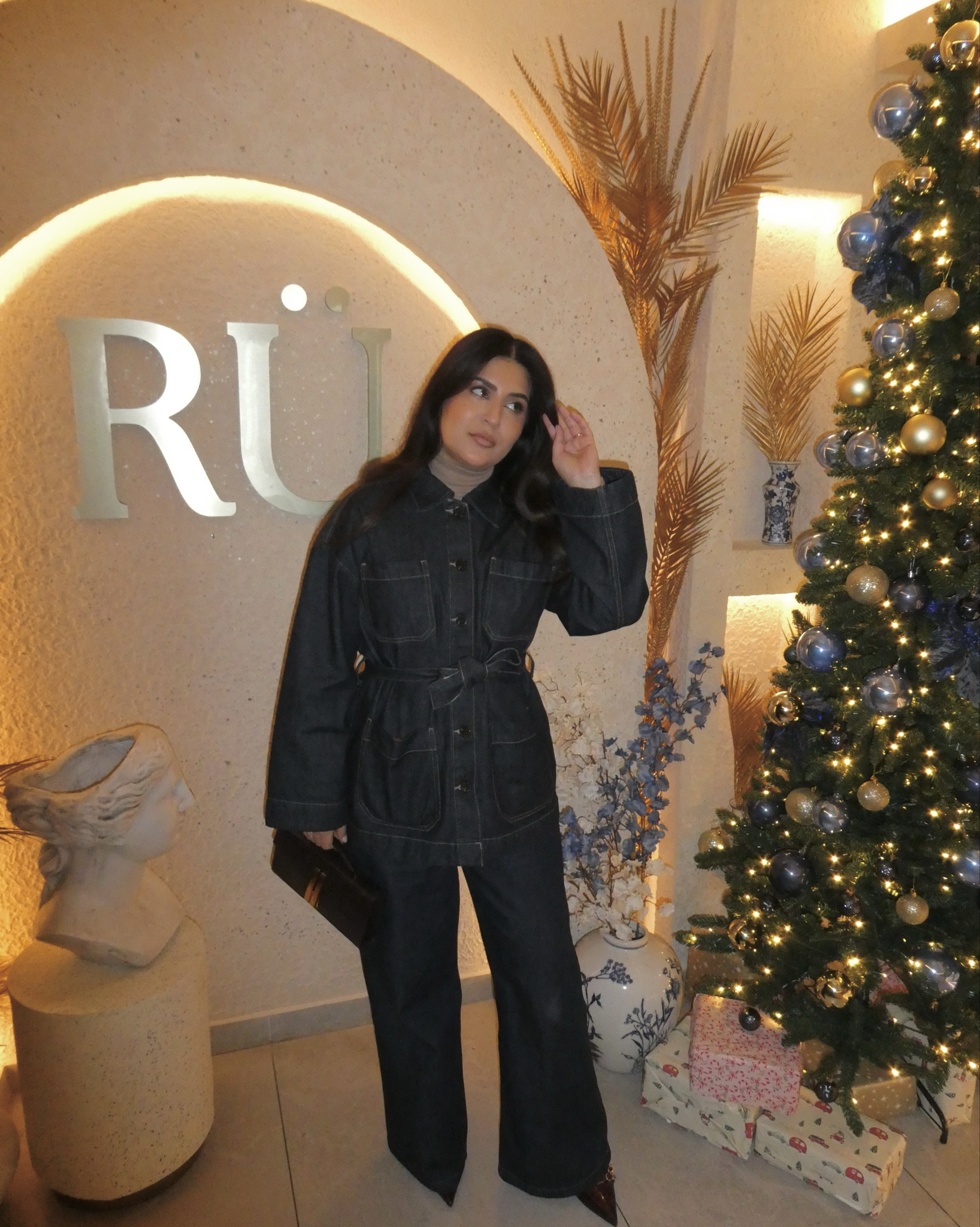 Double denim modest outfit ideas Demellier Vancouver clutch 

#LTKdatenight #LTKmodest