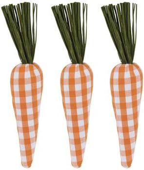 Stag Lane Primitives Set of 3 Orange and White Gingham Buffalo Plaid Carrots Spring Easter Bowl Fill | Amazon (US)