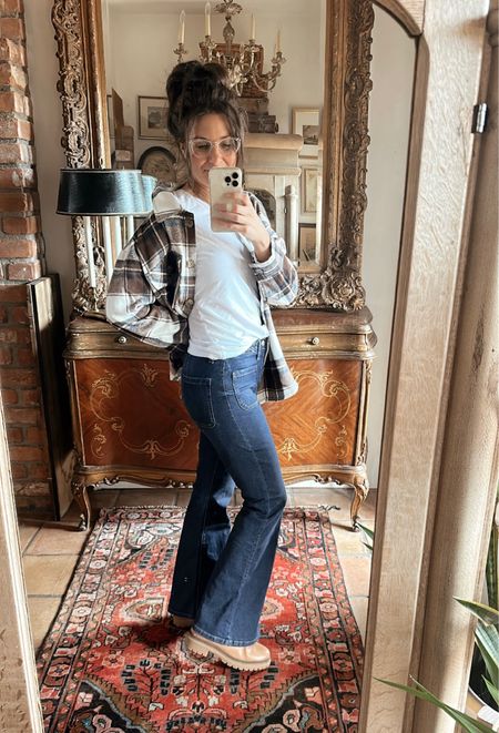 Cooler temps are around the corner! Such a cute and comfy shacket! Wearing large…love these jeans too, size up. linking lots of other cozy fall finds (more in IG stories) @walmartfashion
#WalmartPartner #WalmartFashion 

#LTKfindsunder50 #LTKfindsunder100