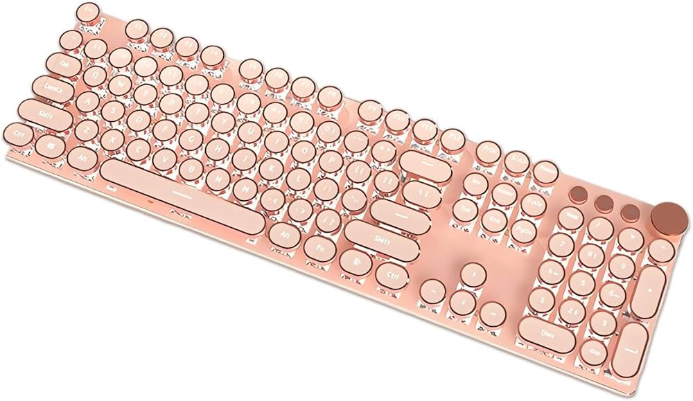 Typewriter Style Mechanical Gaming Keyboard White LED Backlit 104-Key NKRO Pink Switches Retro Ro... | Amazon (US)
