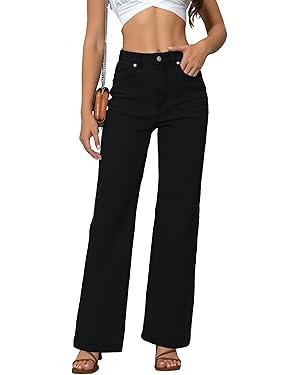 Womens Jeans Mid Waisted Straight Leg Loose Stretchy Lightweight Tummy Control Trendy Jeans for W... | Amazon (US)