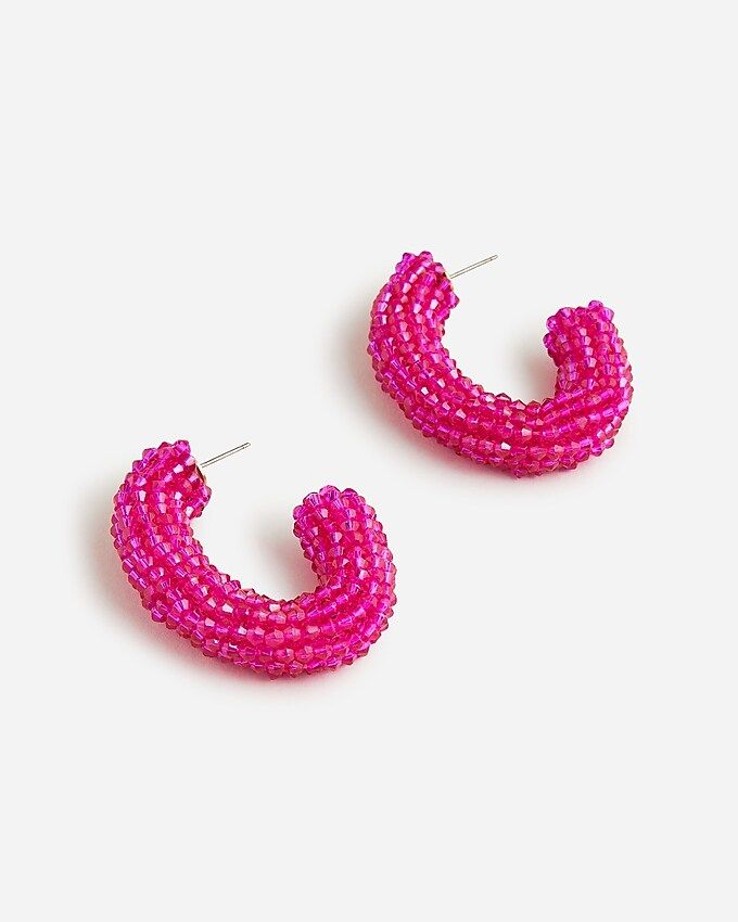 Woven beaded hoop earrings | J. Crew US