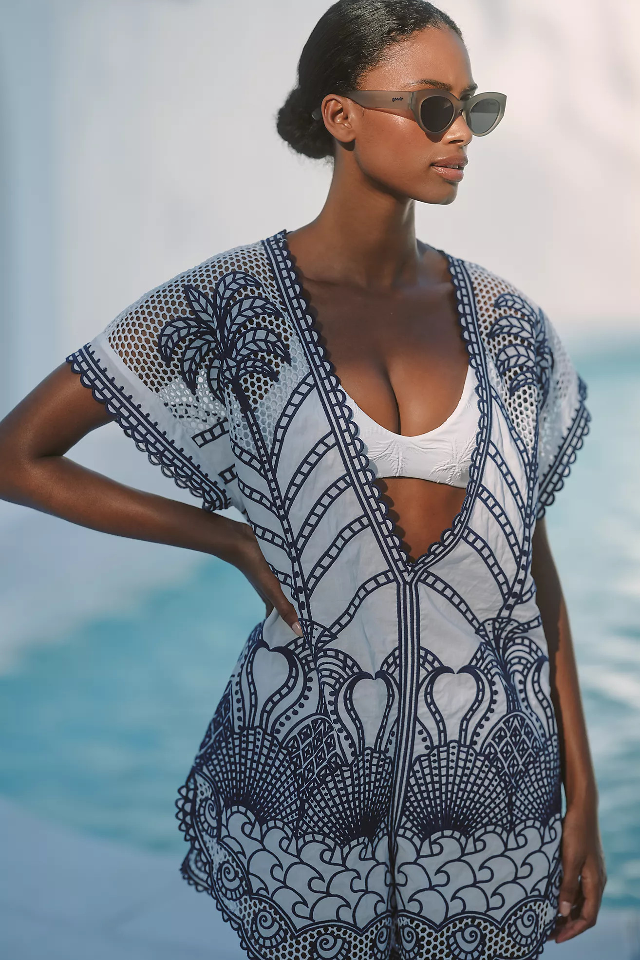 Farm Rio Richelieu Crochet Romper | Anthropologie (US)