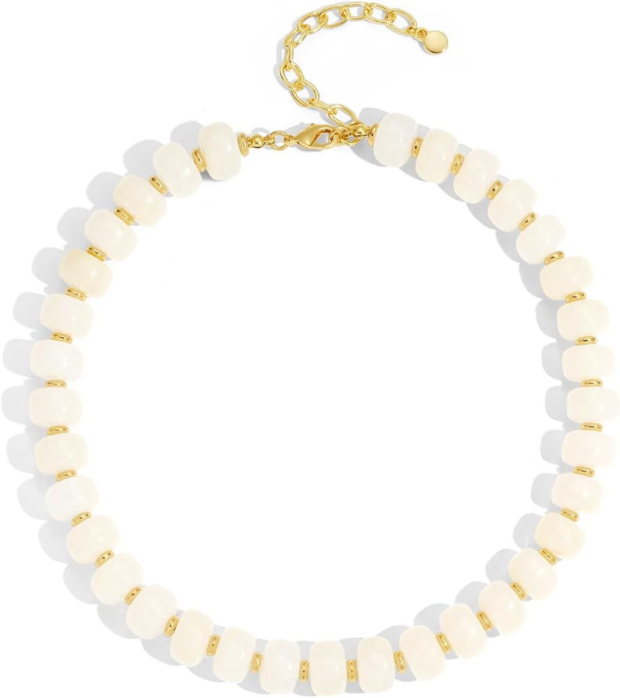 Chunky Colorful Choker Necklace for Women - Summer Beach Round Resin Beads Necklace, Trendy State... | Amazon (US)