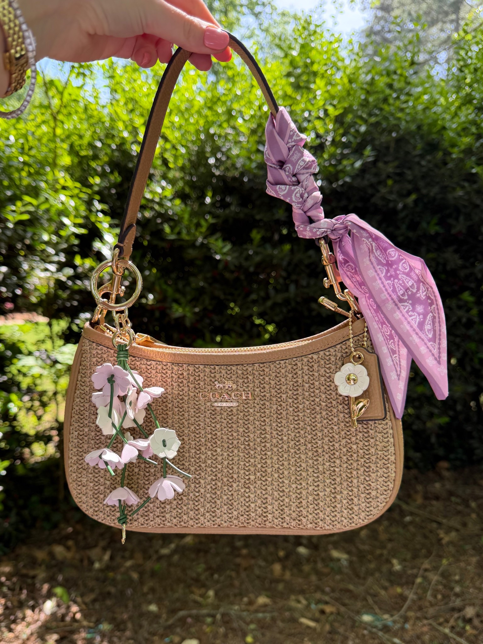 Bag of the day 🌸😍
Coach outlet raffia Teri
Purple Twilly
Kate spade flower charm
This bag and the charm would make the perfect mother’s gift!

#LTKgrwm #LTKootd #LTKMothersDay