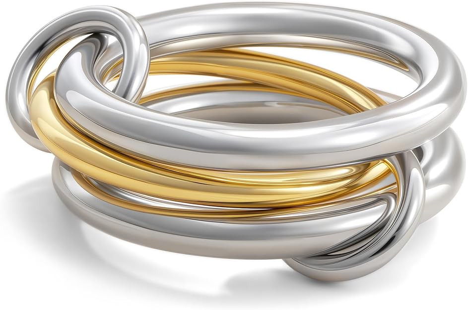 Gold Stackable Rings for Women, 14K Gold Plated Cubic Zirconia Rings, Silver Gold Multi Ring Mixe... | Amazon (US)