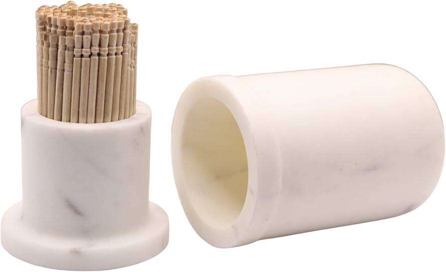 KC KULLICRAFT White Marble Toothpick Stick Holder with Lid, Toothpick Dispenser for Kitchen, Toot... | Amazon (US)