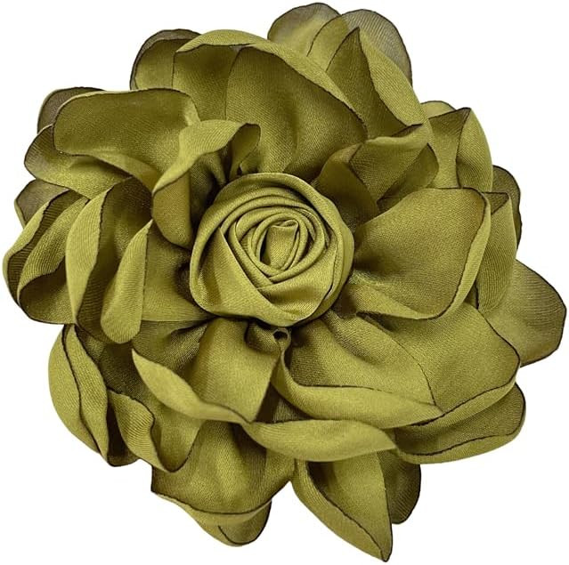 Dainty Fabric Rose Flower Large Brooch Lapel Pins Flower Brooches Pin Classic for Wedding Party Dance Banquet for Women Dress Suit Clothes Accessories Jewelry 100mm | Amazon (US)