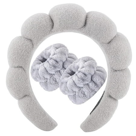 Spa Headband for Washing Face Wristband Sponge Makeup Skincare Headband Terry Cloth Bubble Soft Get Ready Hairband for Women Girl Puffy Padded Headwear Non Slip Thick Hair Accessory(Pink) | Walmart (US)