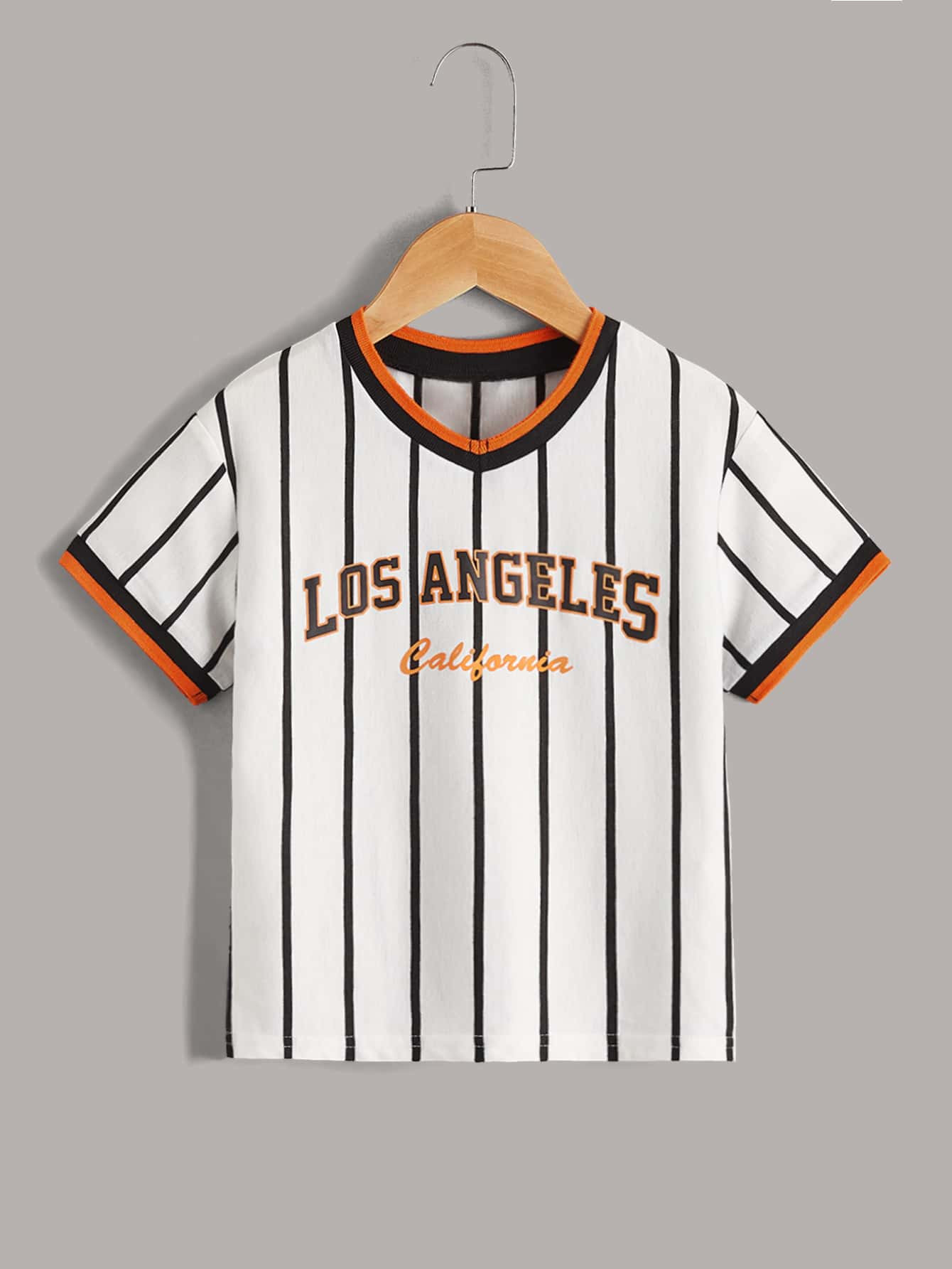 SHEIN Toddler Boys Letter Graphic Striped Tee | SHEIN