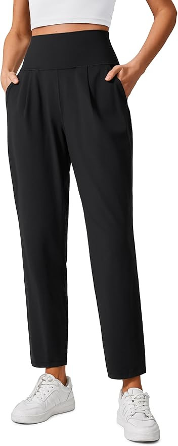 CRZ YOGA Butterlift Ankle Casual Yoga Pants for Women 7/8 Tapered Front Pleated for Lounge Travel... | Amazon (US)