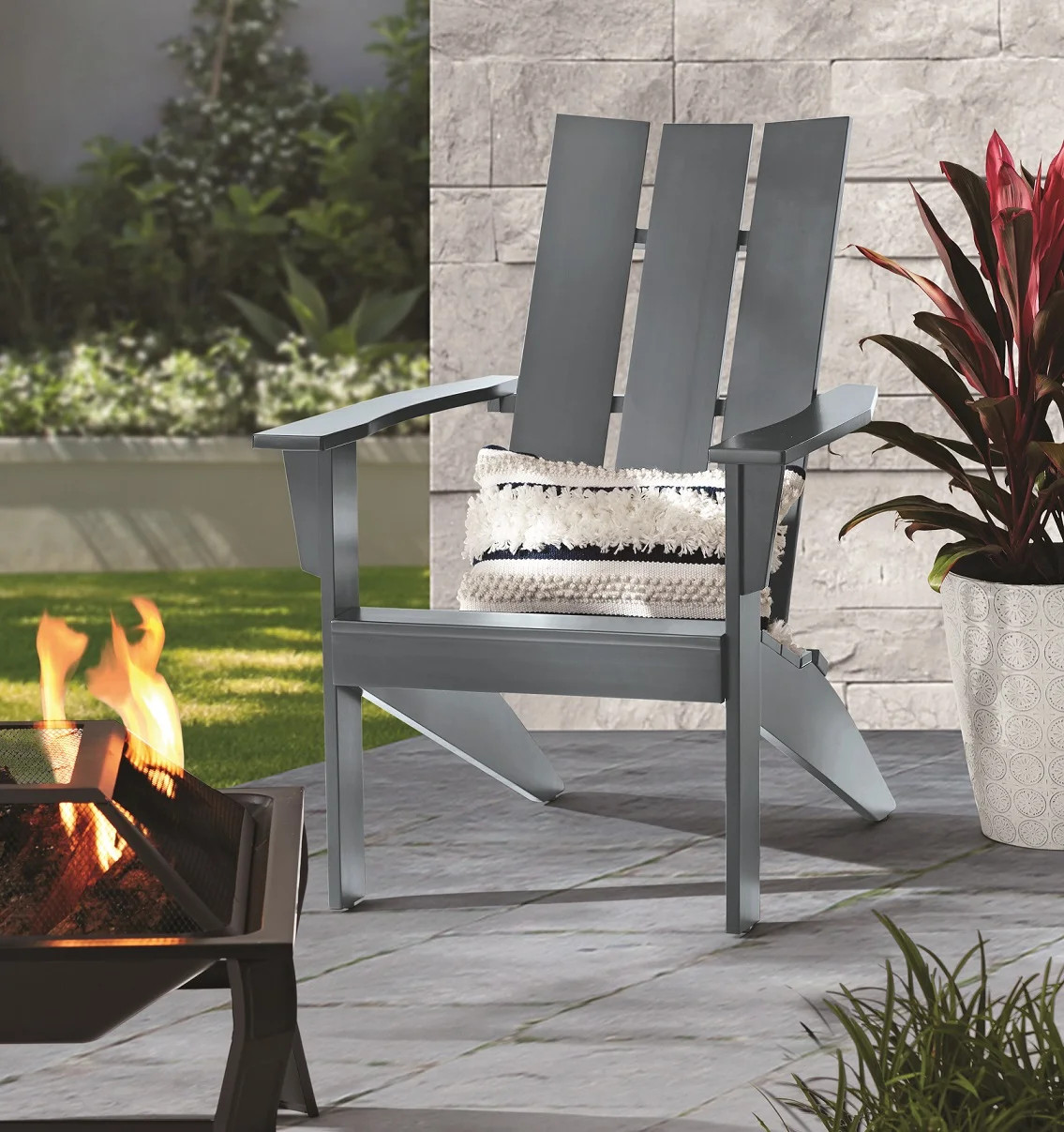 Mainstays Wood Outdoor Modern Adirondack Chair, Grey Color | Walmart (US)