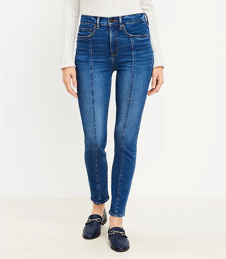 Seamed High Rise Skinny Jeans in Indigo Wash | LOFT