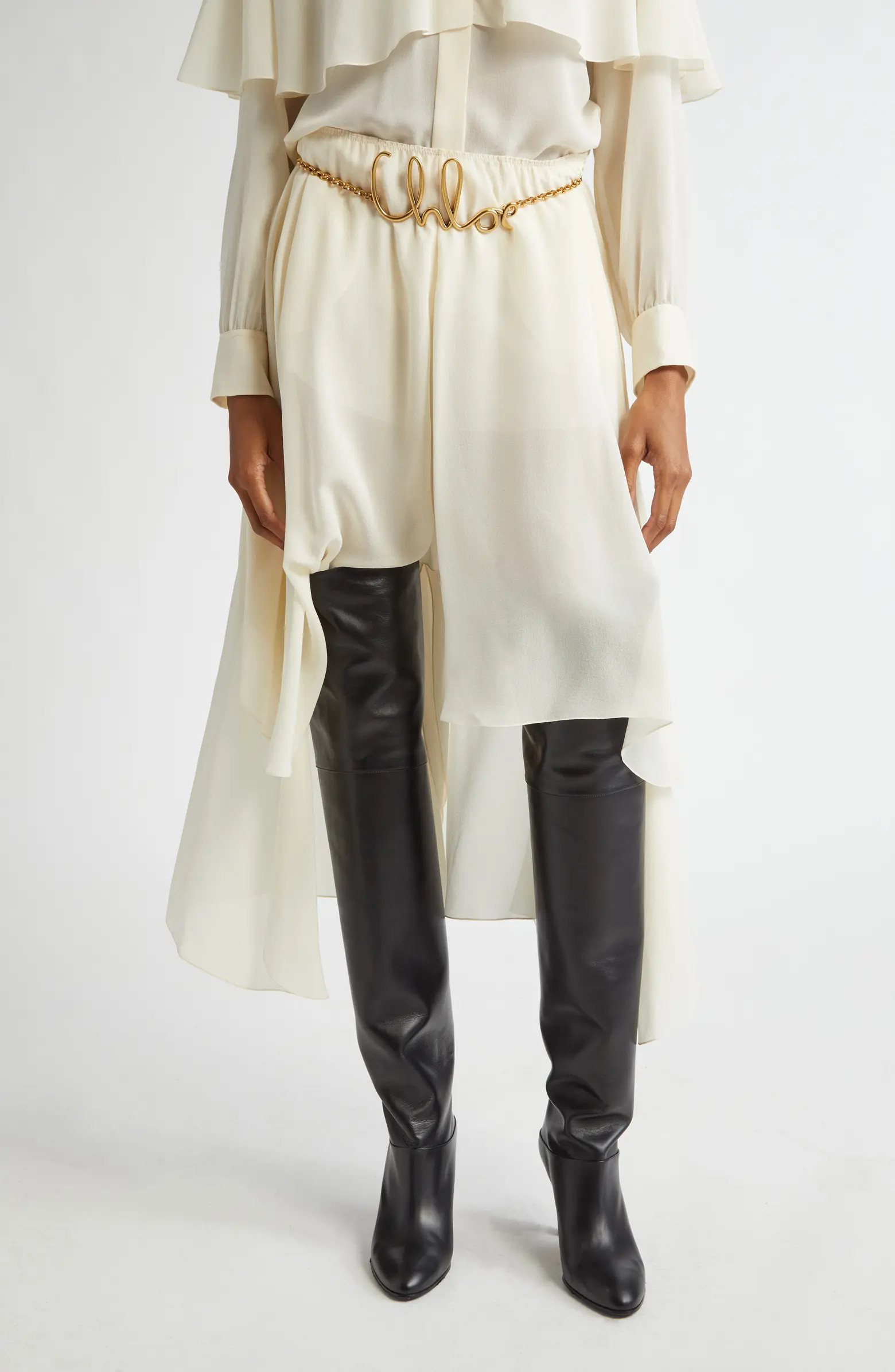 Chloé Asymmetric Silk Georgette Skort | Nordstrom | Nordstrom