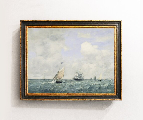 Sailing Ships Painting Seascape Painting Vintage Painting | Etsy | Etsy (US)