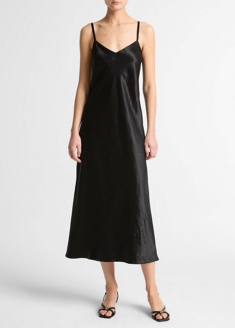 Women's Satin V-Neck Slip Dress, Black, Size S Vince | Vince LLC
