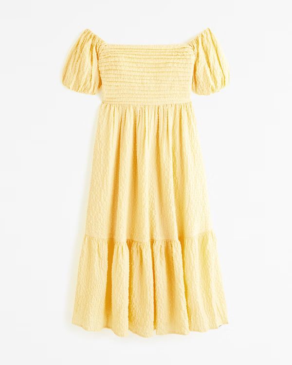 Women's Emerson Off-The-Shoulder Midi Dress | Women's Dresses & Jumpsuits | Abercrombie.com | Abercrombie & Fitch (US)