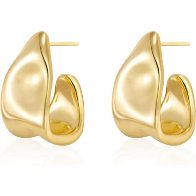 14K Gold Plated Chunky Stud Earrings, Hypoallergenic Statement Jewelry for Women Gold One Size | Target
