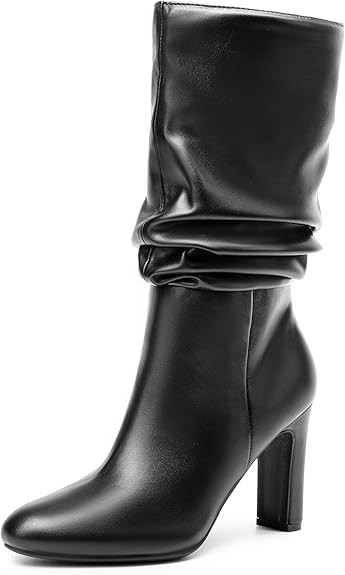 DREAM PAIRS Slouch Boots for Women Mid Calf, Women's Fashion Almond Toe High Heel Fall Winter Dre... | Amazon (US)