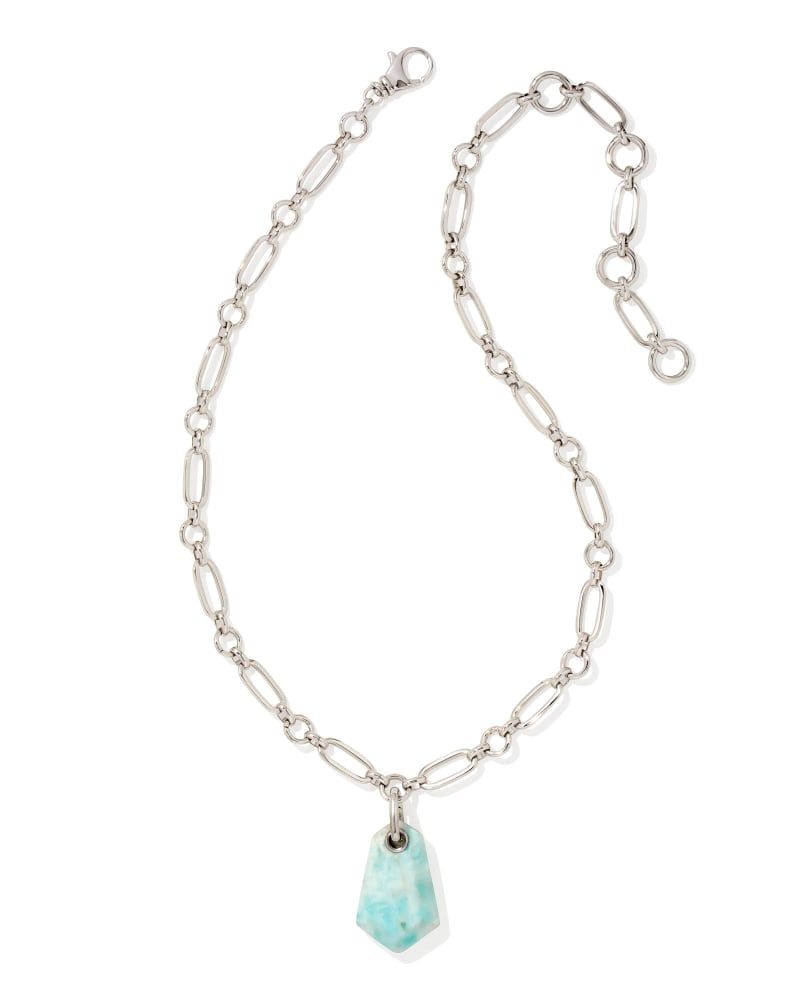 Ashlyn Silver Long Pendant Necklace in Teal Quartzite | Kendra Scott