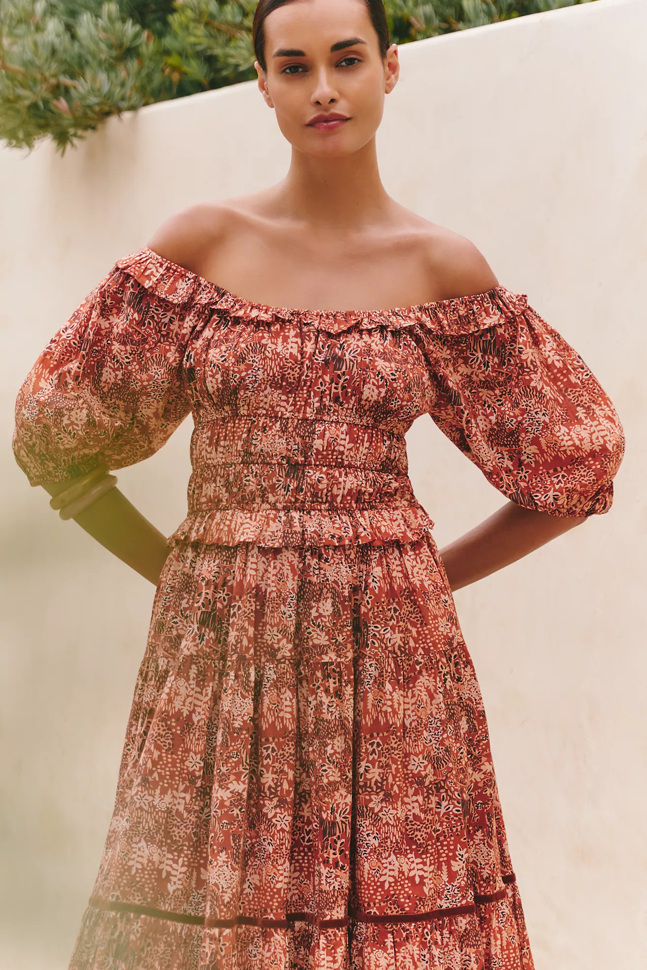 Ro's Garden Percy Puff-Sleeve Midi Dress | Anthropologie (US)