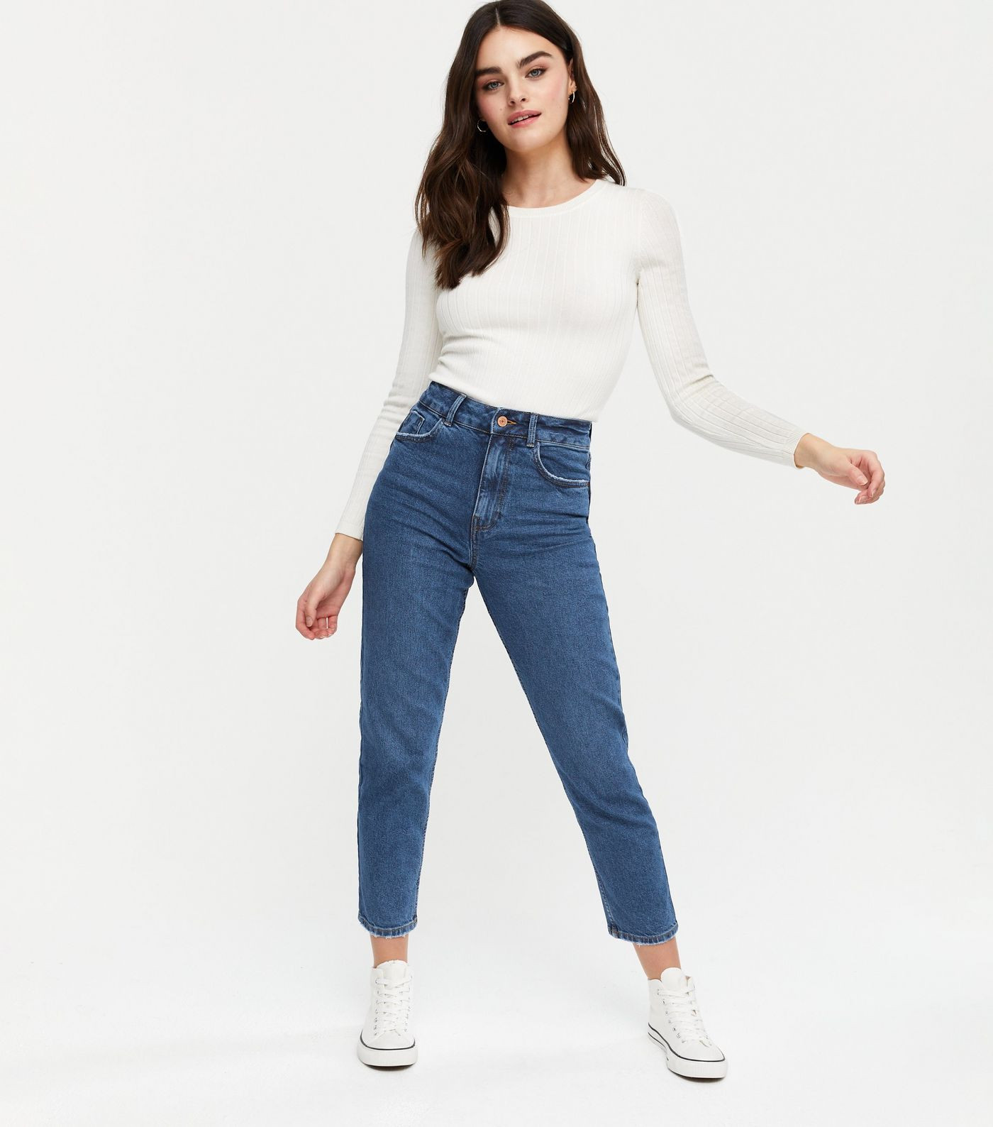 Blue Waist Enhance Tori Mom Jeans | New Look | New Look (UK)
