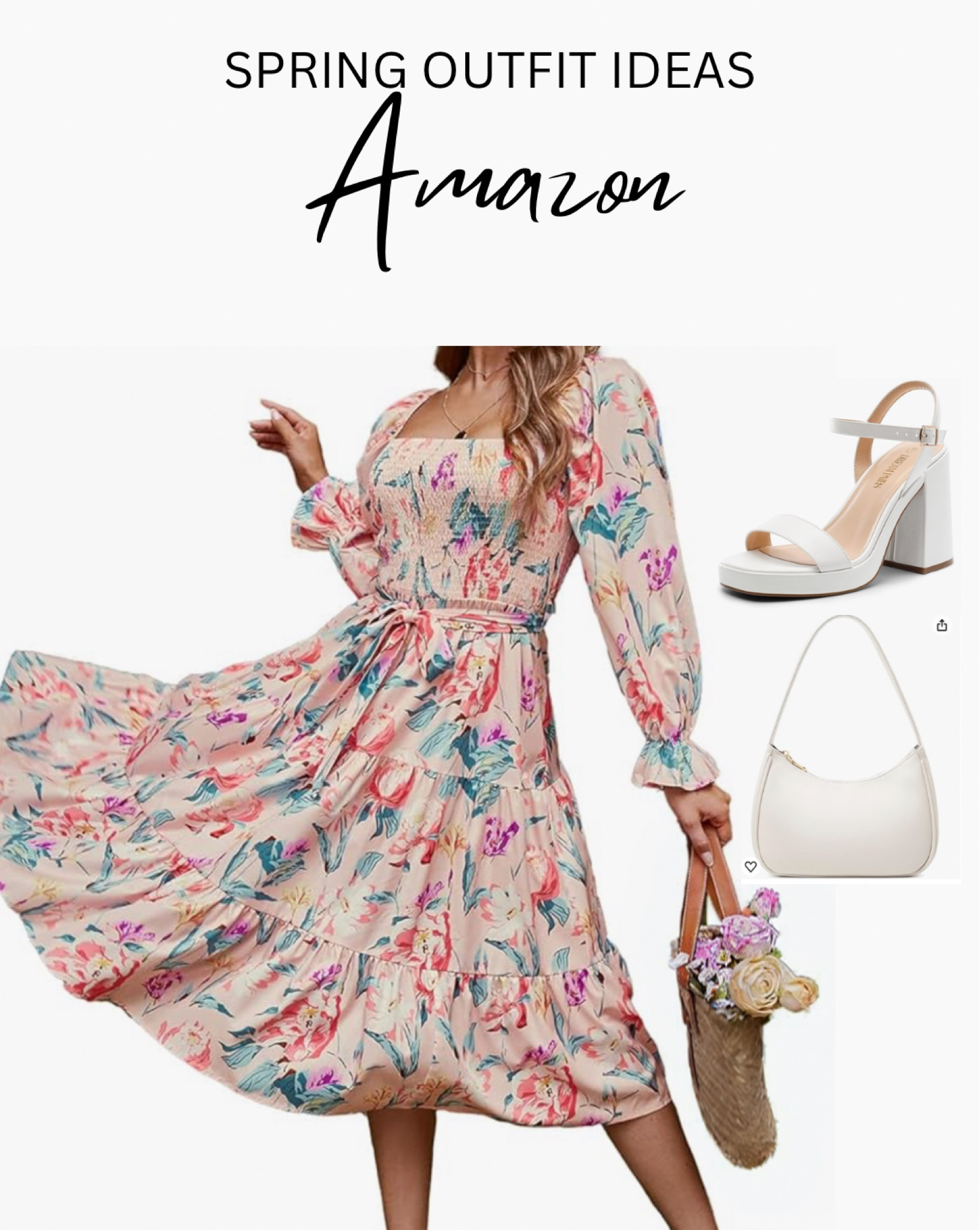 THE BEST SPRING DRESS FOR EASTER OR WEDDING GUEST. ✨ Affordable spring Amazon dress, Amazon heels / shoes, Amazon purse for under $50 each! Spring Outfit Ideas. 

#LTKwedding #LTKSpringSale #LTKfindsunder50