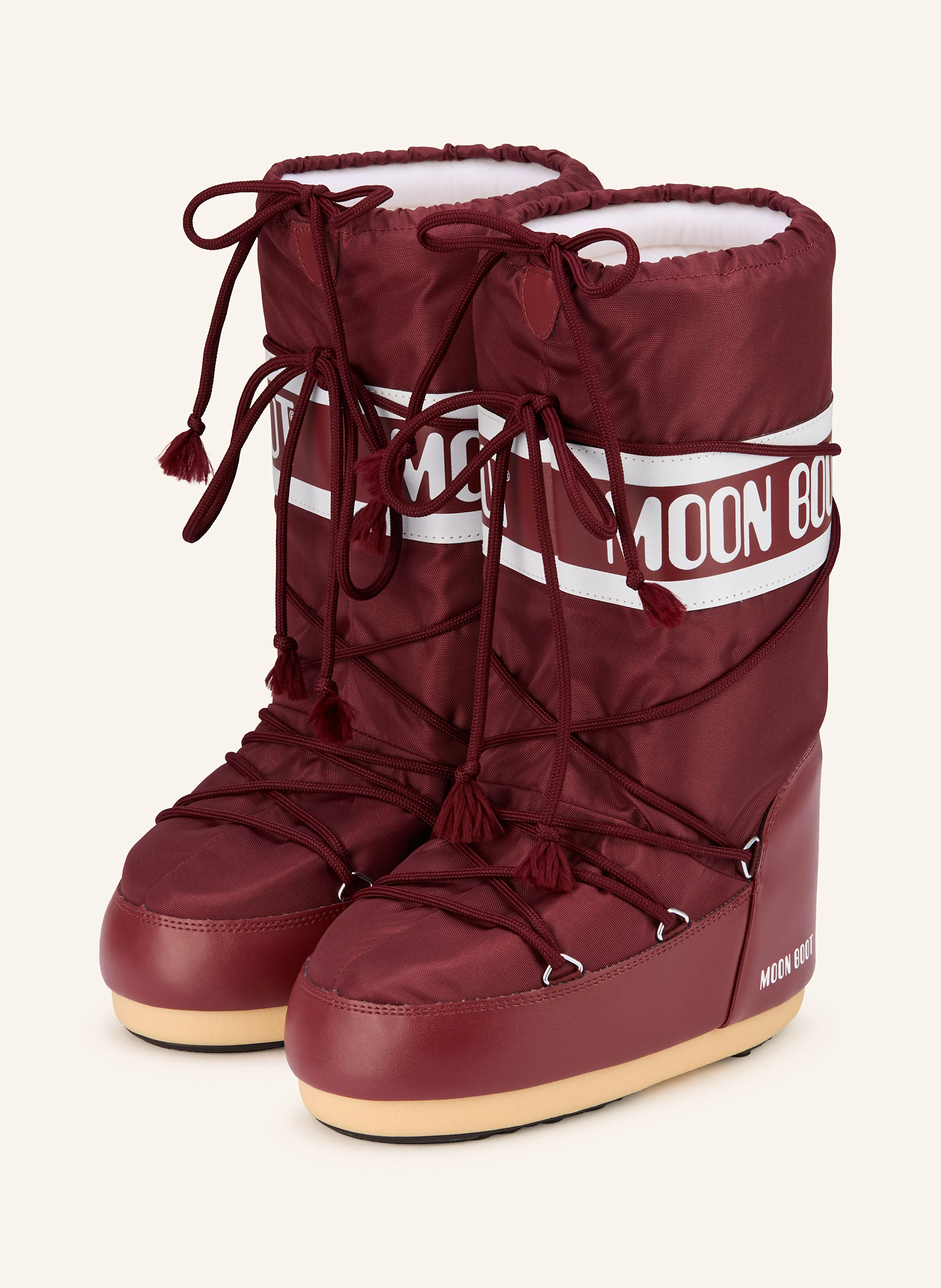 MOON BOOT Moon Boots ICON NYLON in dunkelrot / weiss / camel | Breuninger (DACH)
