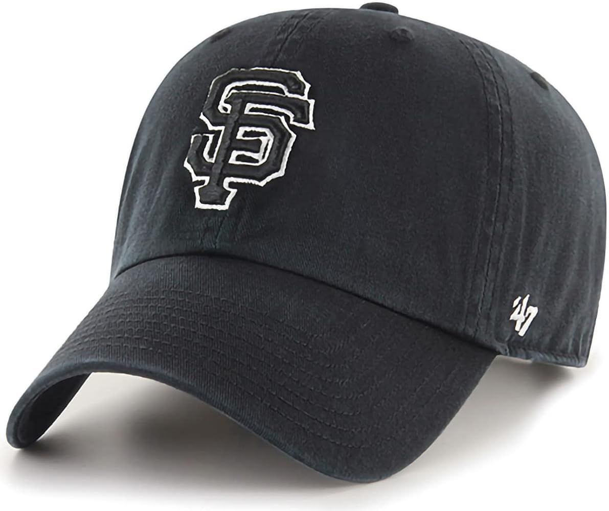 '47 MLB Black White Primary Logo Clean Up Adjustable Strap Hat Cap, Adult One Size Fits All (San Francisco Giants) | Amazon (US)