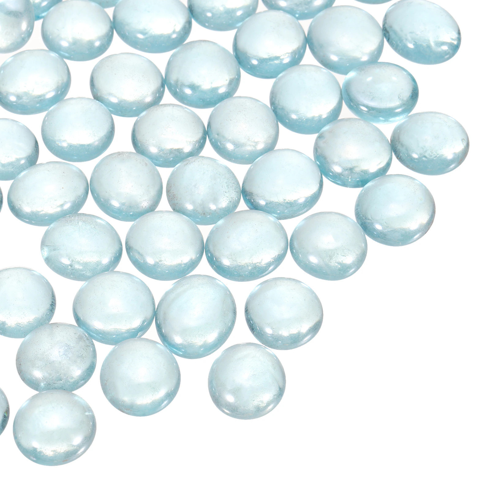 Unique Bargains Glass Beads 20pcs Flat Glass Gemstone Light Sea Blue 0.22lbs (0.47-0.55inch) Glass Marbles Pebbles for Vase Fillers Aquarium Decor | Lowe's