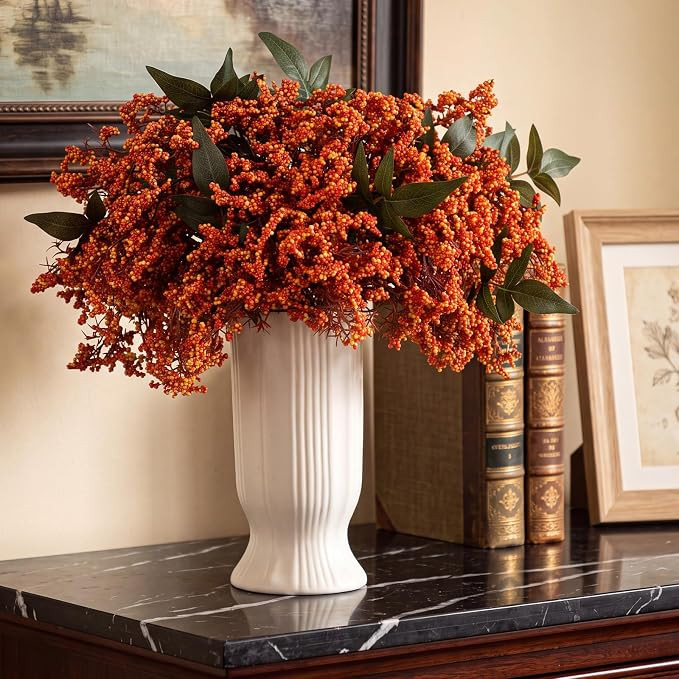 9 Pcs Artificial Nandina Berry Stem for Vase 15.7" Realistic Faux Berry Stem Fake Plant Branches ... | Amazon (US)