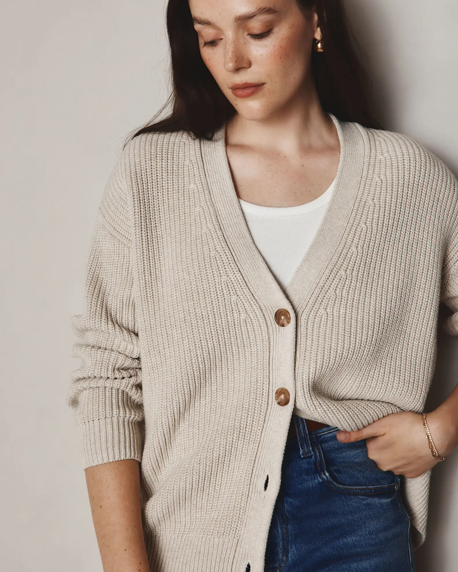 100% Organic Cotton Oversized Boyfriend Cardigan | Quince