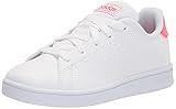 adidas Advantage Tennis Shoe, White/Real Pink/White, 6.5 US Unisex Big Kid | Amazon (US)