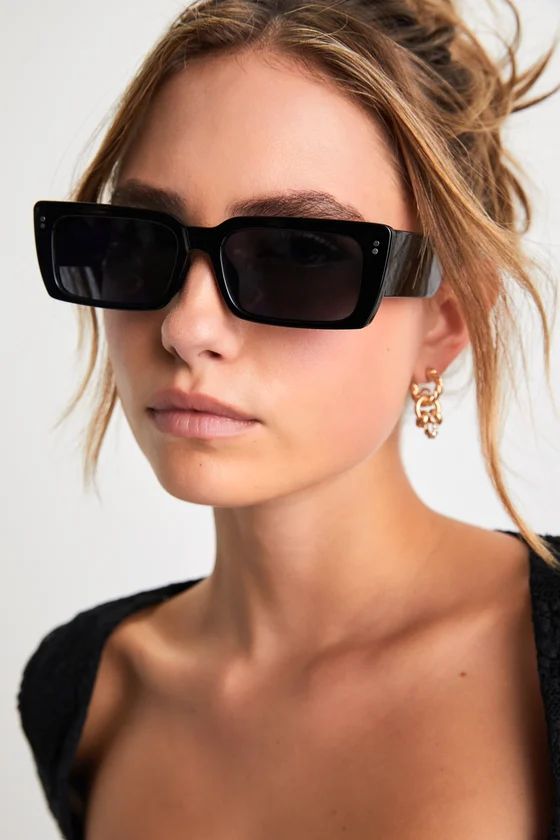 Icon Ready Black Rectangular Sunglasses | Lulus