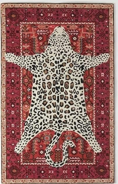 Restoration and Renovation Handmade White Leopard Rug with Blue/Red Persian Background | Animal P... | Amazon (US)