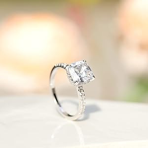 EAMTI 3.5CT 925 Sterling Silver Rings Cushion Cut Cubic Zirconia CZ Engagement Rings Wedding Band... | Amazon (US)