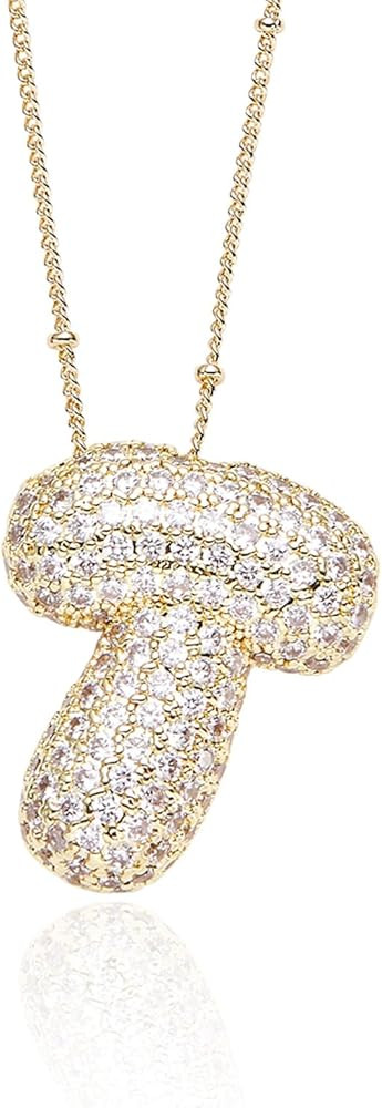 Diamond Balloon Initial Pendant Necklace for Women, Bubble Zircon Letter Name Alphabet Necklace V... | Amazon (US)
