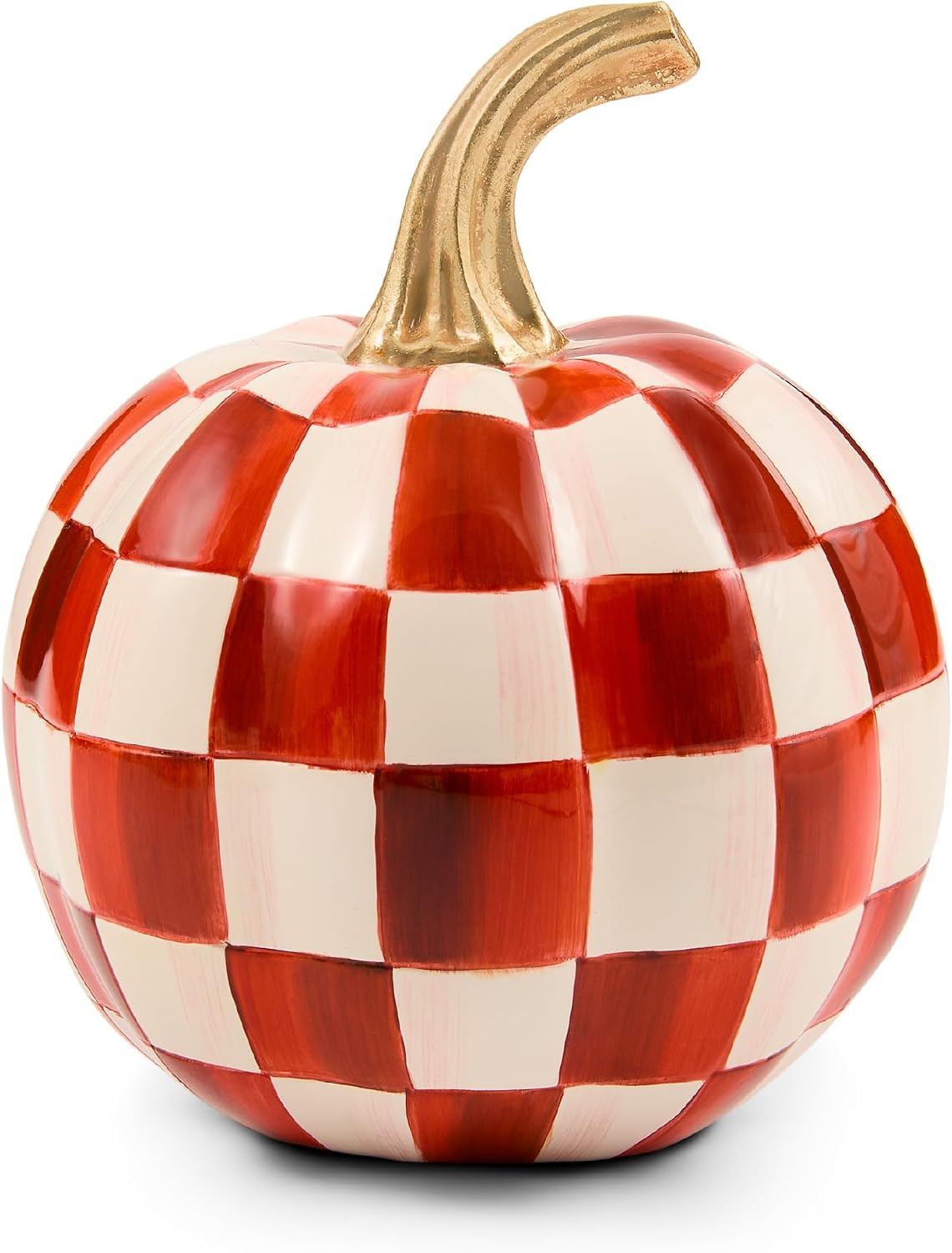 MACKENZIE-CHILDS Resin Pumpkin, Mini, Dark-Red-and-White Paprika Check | Amazon (US)