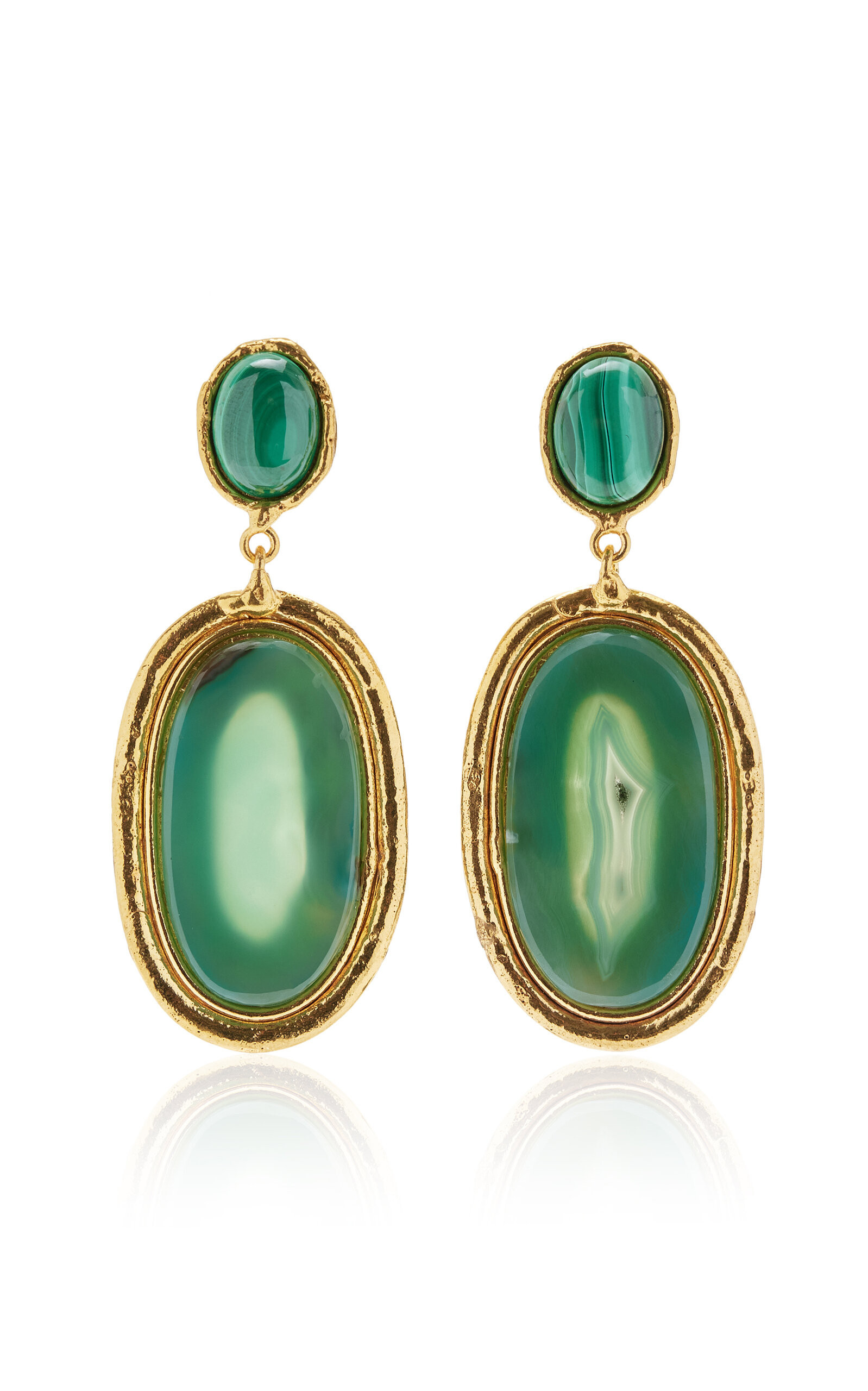 Sylvia Toledano - Dakota Malachite; Agate 22K Yellow Gold-Plated Earrings - Green - OS - Moda Operandi - Gifts For Her | Moda Operandi (Global)