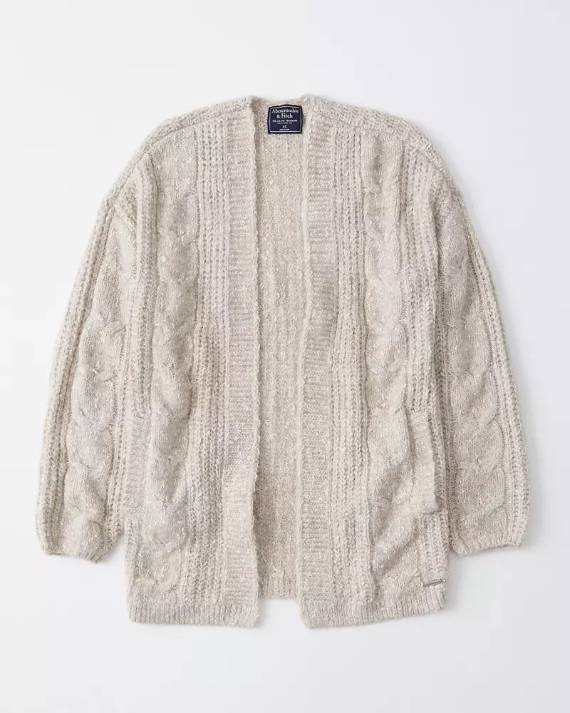 Puffed Sleeve Cable Cardigan | Abercrombie & Fitch US & UK