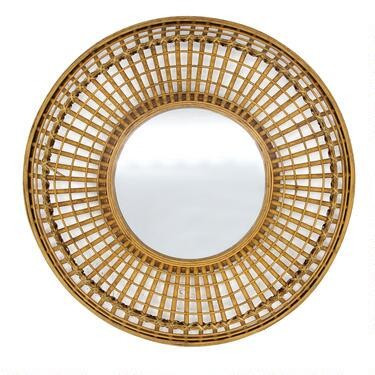 Round Natural Bamboo Woven Wall Mirror | World Market