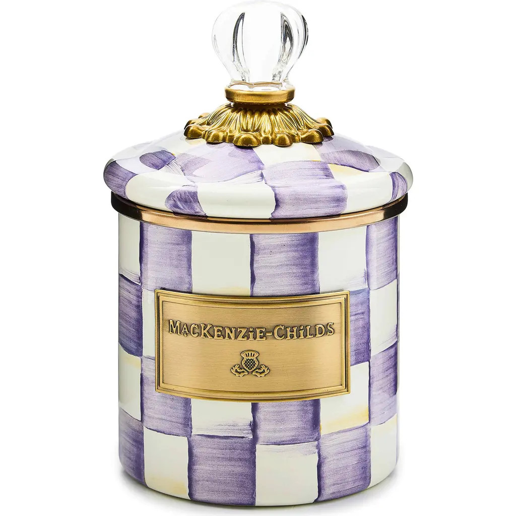 MACKENZIE CHILDS Violet Check Demi Enameled Steel Canister at Nordstrom | Nordstrom