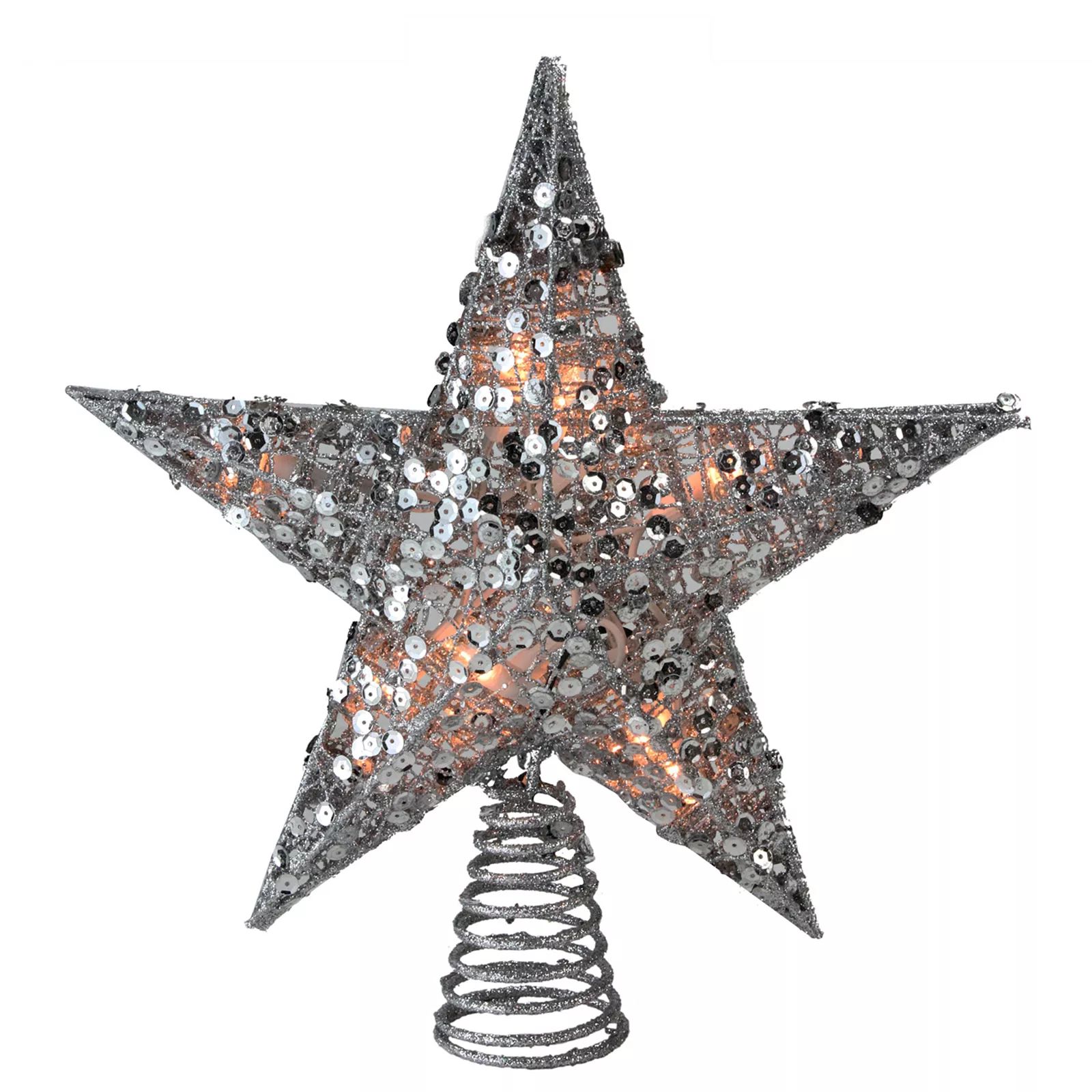 Northlight Seasonal Pre-Lit Silver Glitter Sequin Star Christmas Tree Topper, White | Kohl's