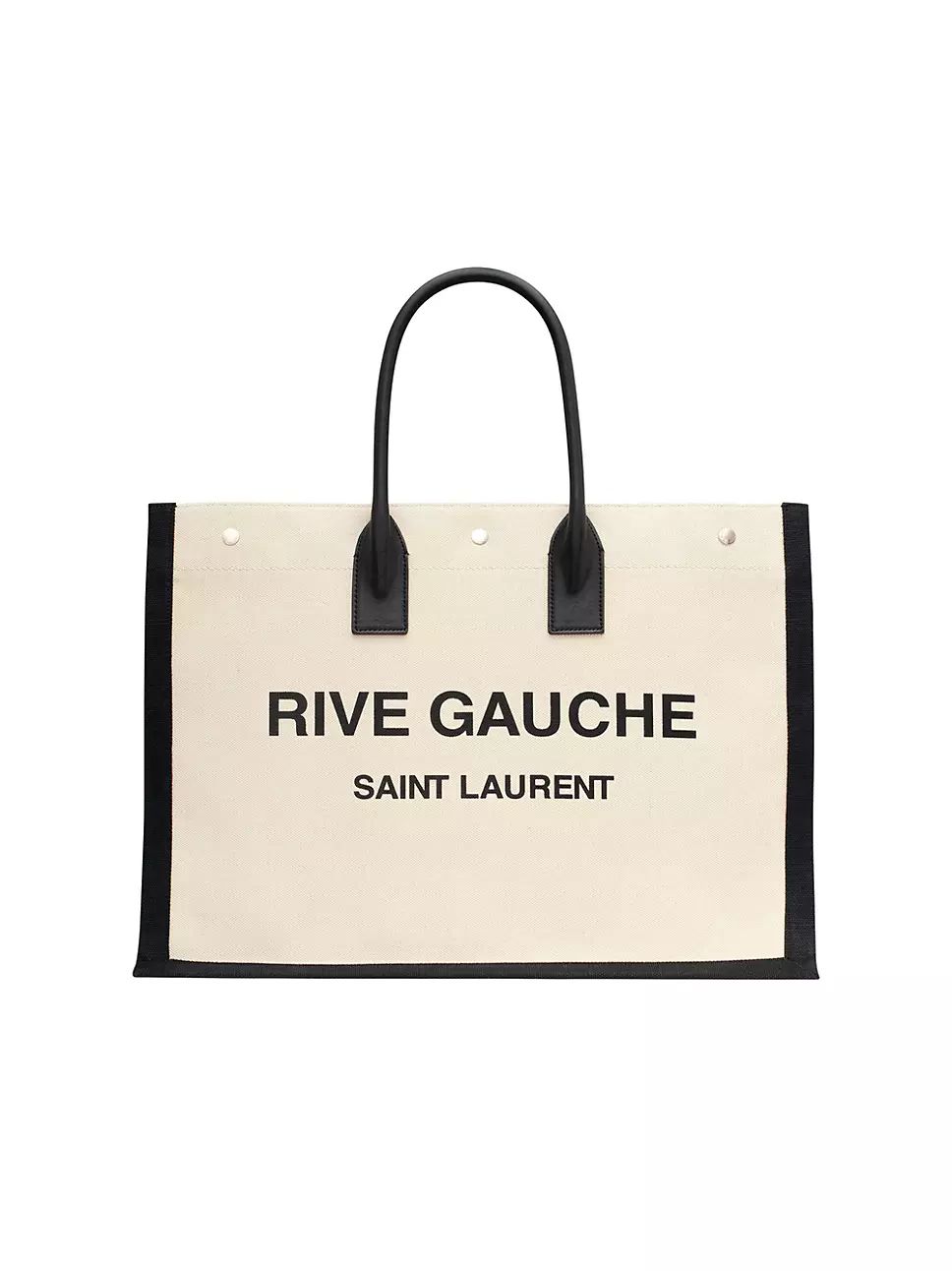 Rive Gauche Large Tote Bag in Canvas and Smooth Leather | Saks Fifth Avenue