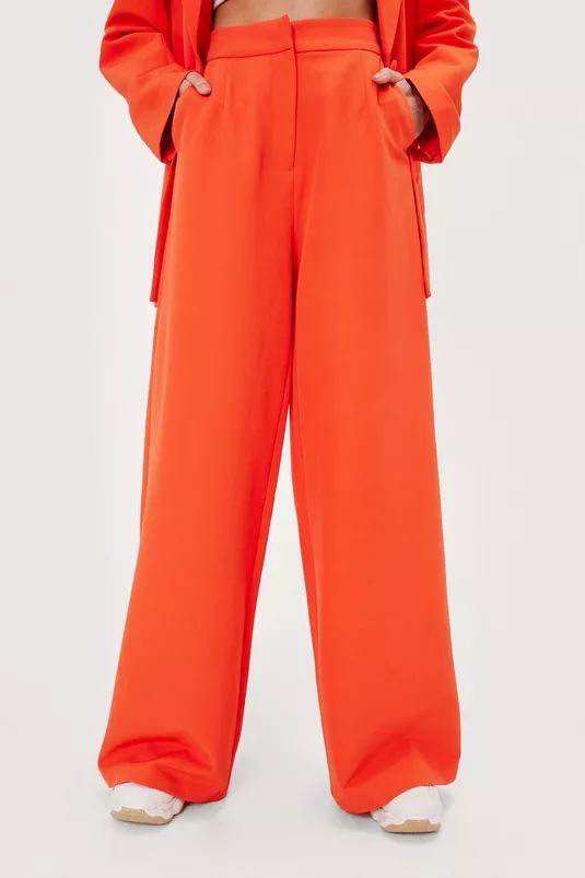 High Waisted Wide Leg Pleat Detail Trousers | Nasty Gal (US)